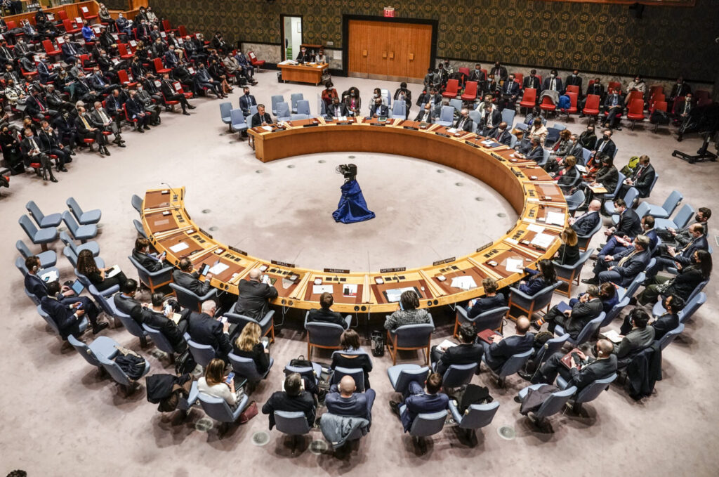 Russia was the only country to veto the non-binding resolution voted during Friday's United Nations Security Council meeting. John Minchillo/AP